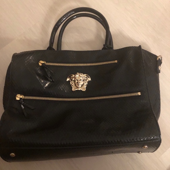 Python gold medusa versace hand bag - Picture 8 of 11